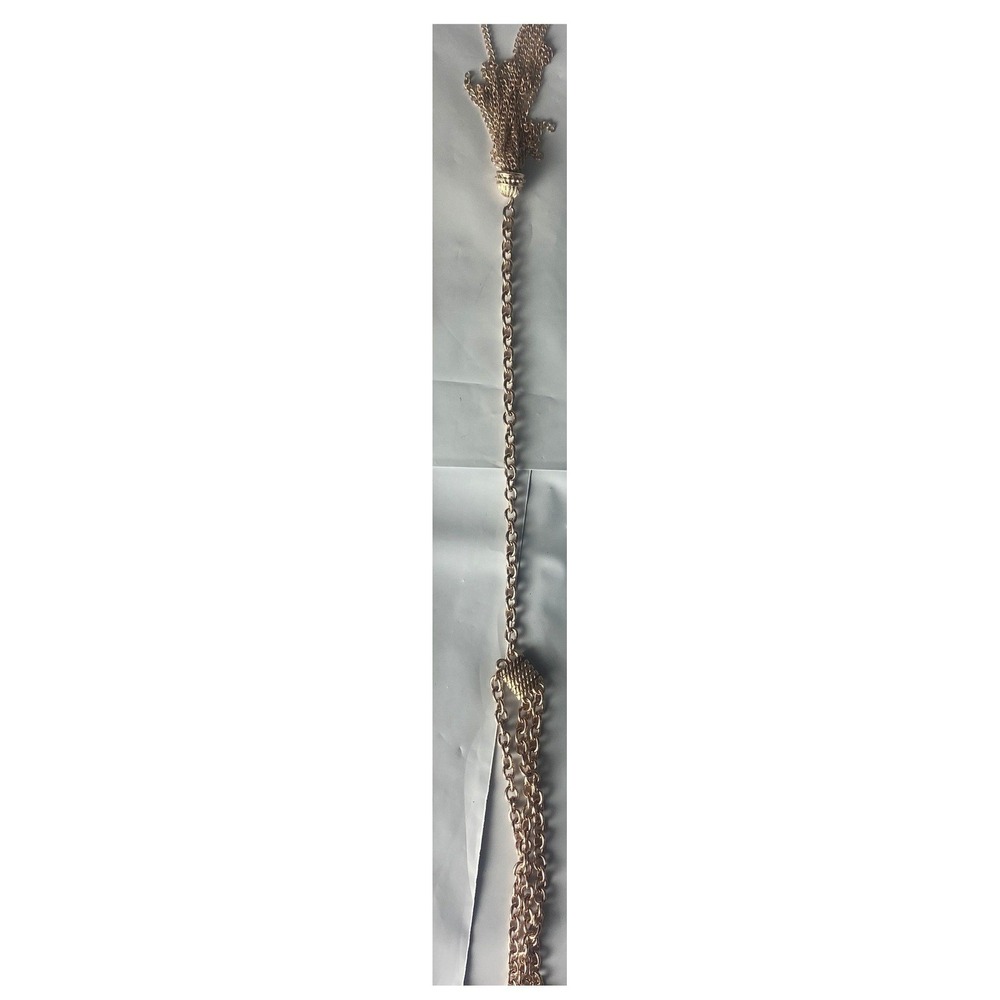 Rose Gold Tone Layered Chain Necklace with Tassel Pendant